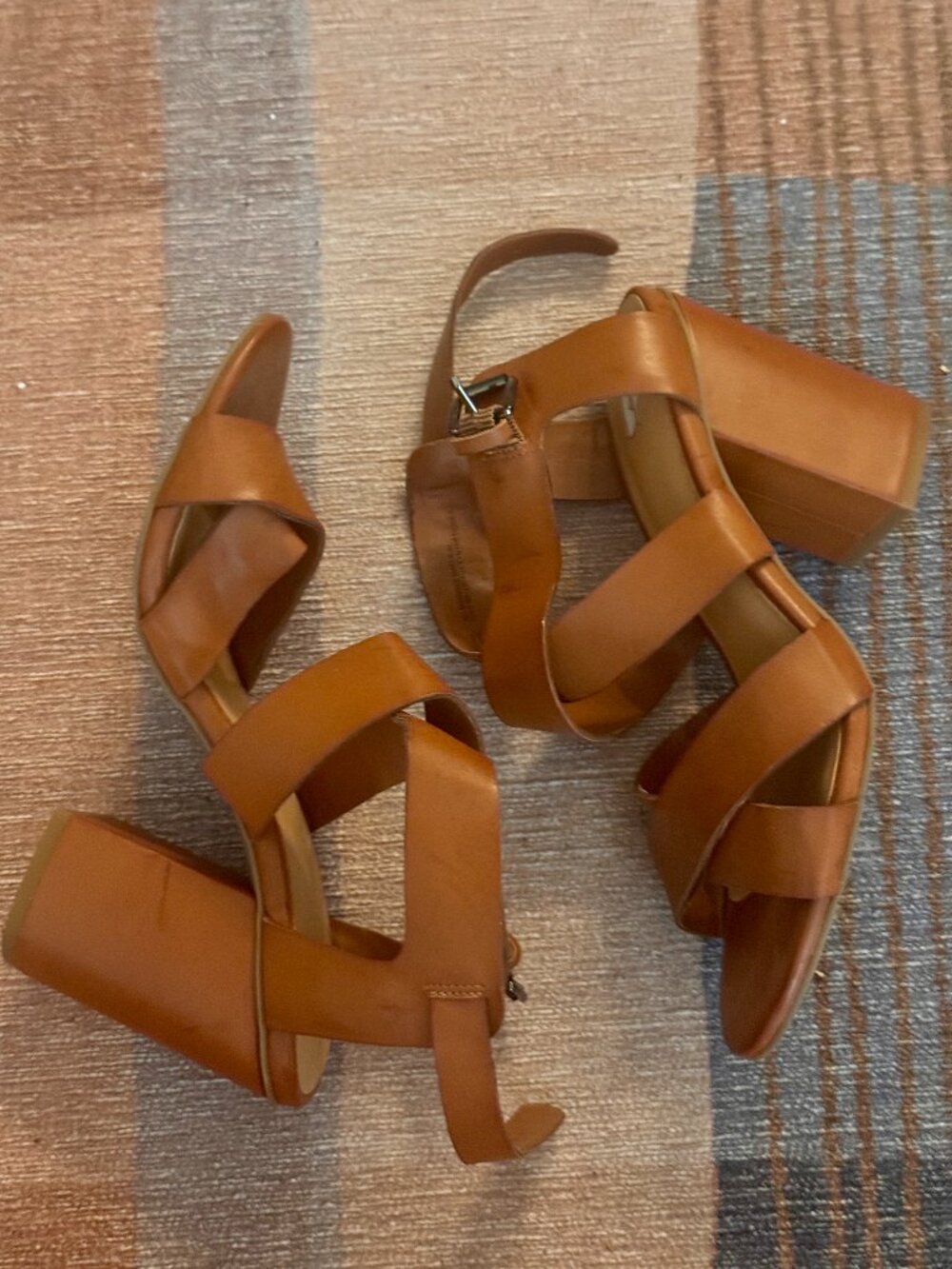 Camel BP Strappy Block Heel Sandals